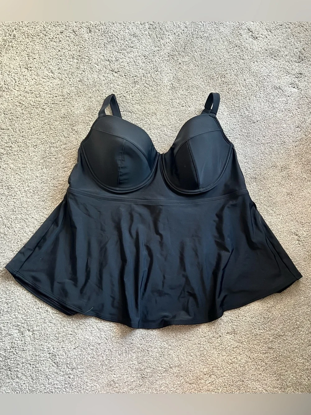 Old Navy Plus 2X Black Peplum Underwire Swim Top Sweetheart Neck Tankini Flowy